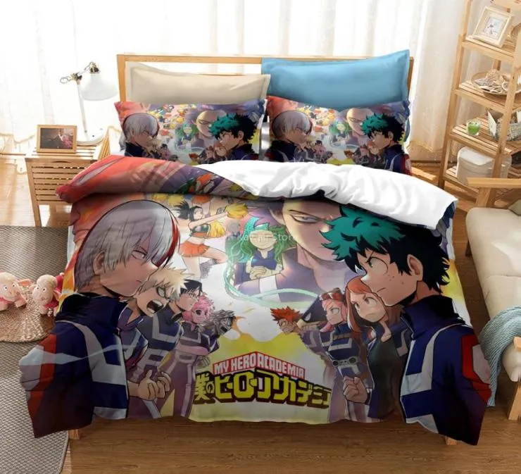 Définit mon héros universitaire 3D Couvre de couverture de couette set d'oreiller Midoriya Izuku Bakugou Katsuki Twin Queen King Size3524911