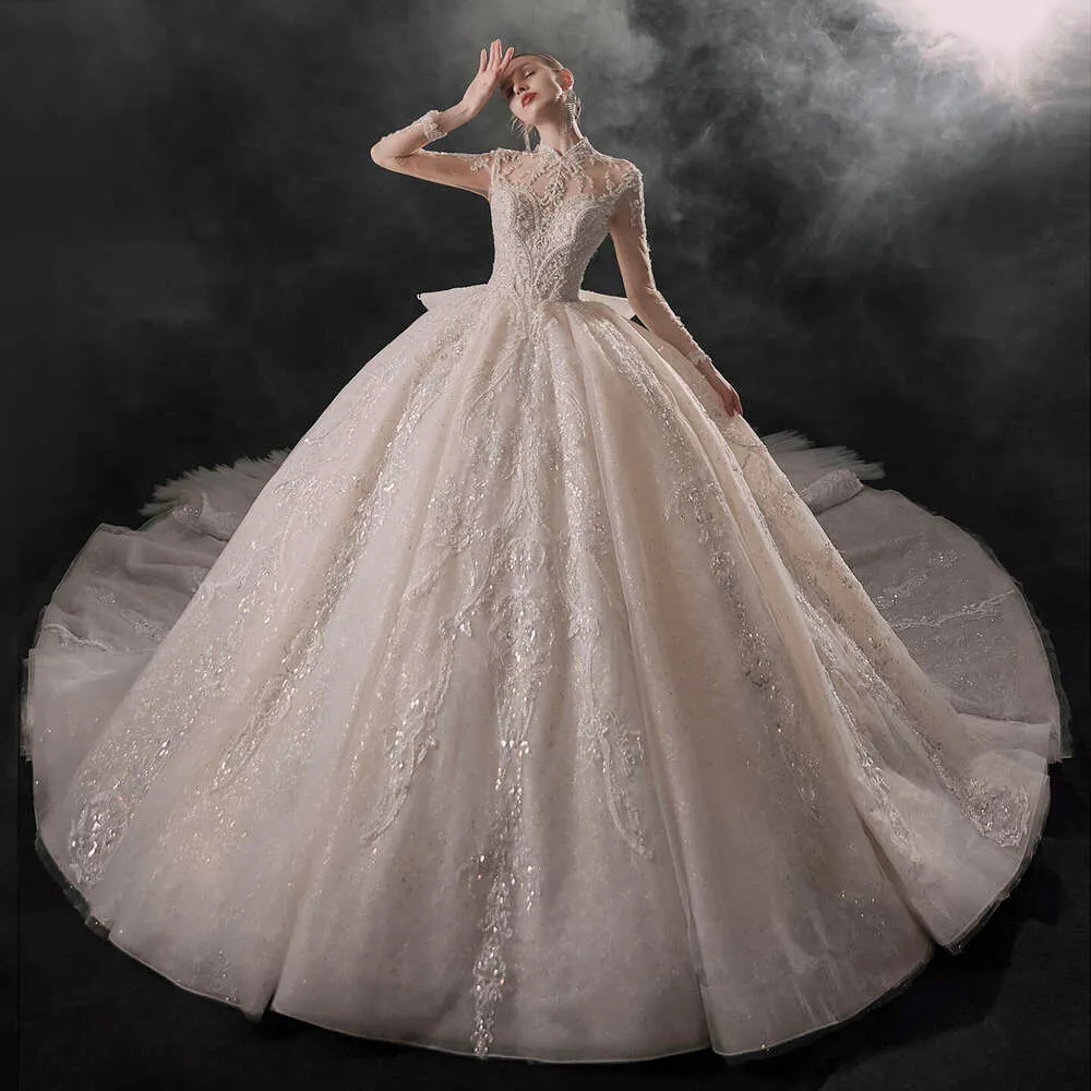 Vestido De Novia De Manga Larga En Árabe Vestido De Pelota De - Main Image