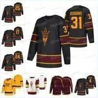  Sun Devils College Hockey Jersey Tyler Busch Justin Robbins Joshua Maniscalco Jarrod Gourley Dominic Garcia Demetrios Koumontzis Bri