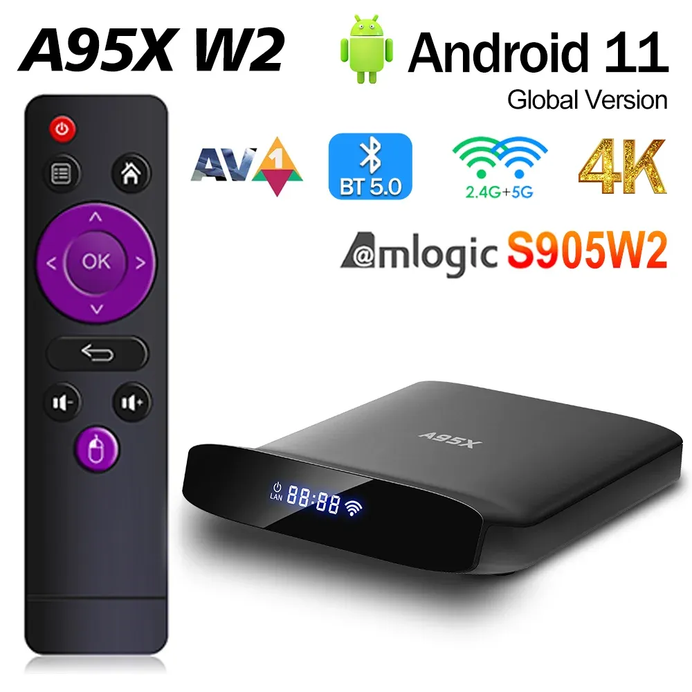 A95X W2 Android 11.0 TV Box 4GB RAM 32GB/64GB Storage Amlogic S905W2 4K ...