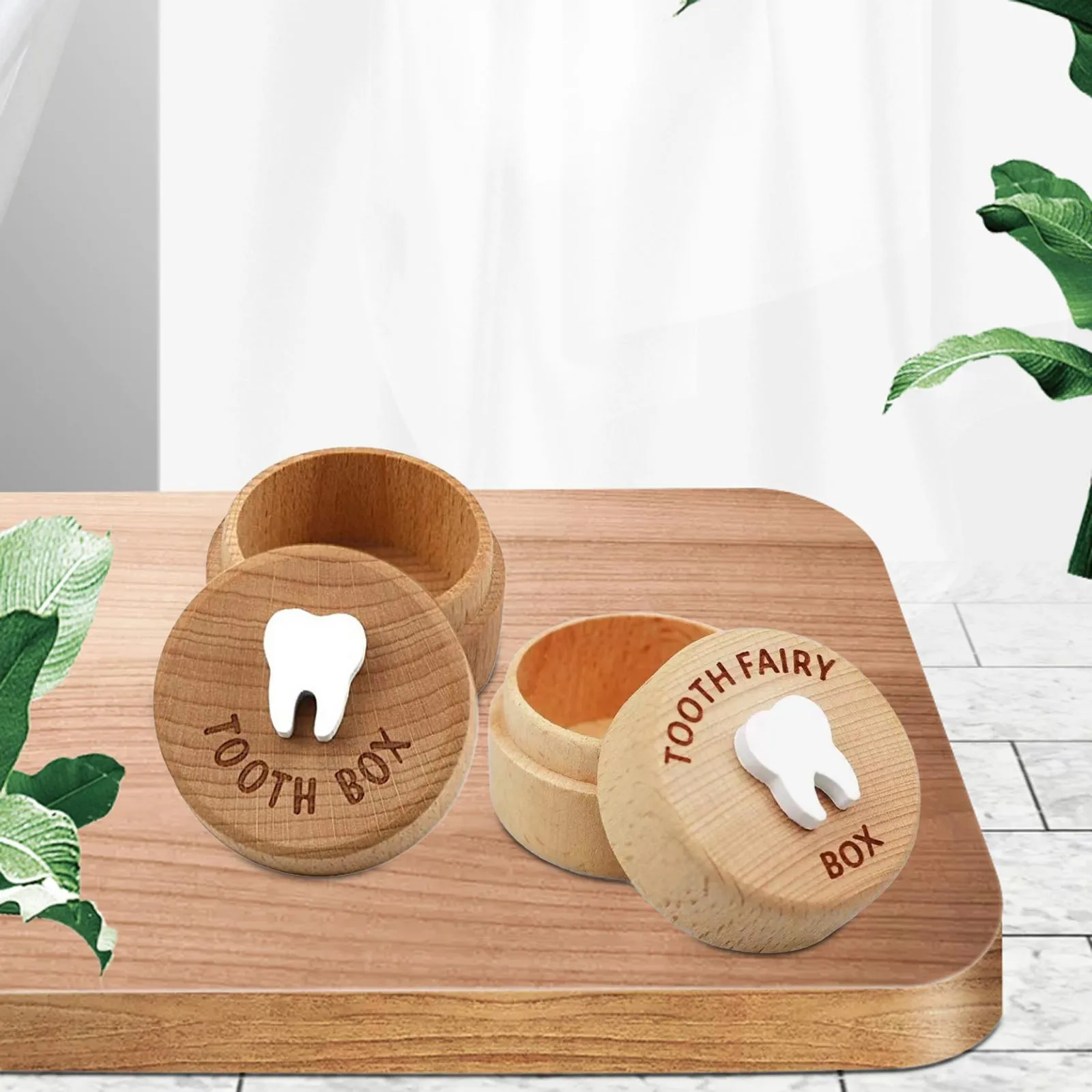 Tooth Holder Portable Wooden Baby Tooth Box First Tooth Keepsake Box Tooth Fairy Box for Baby Shower Birthday Gift Baby Children