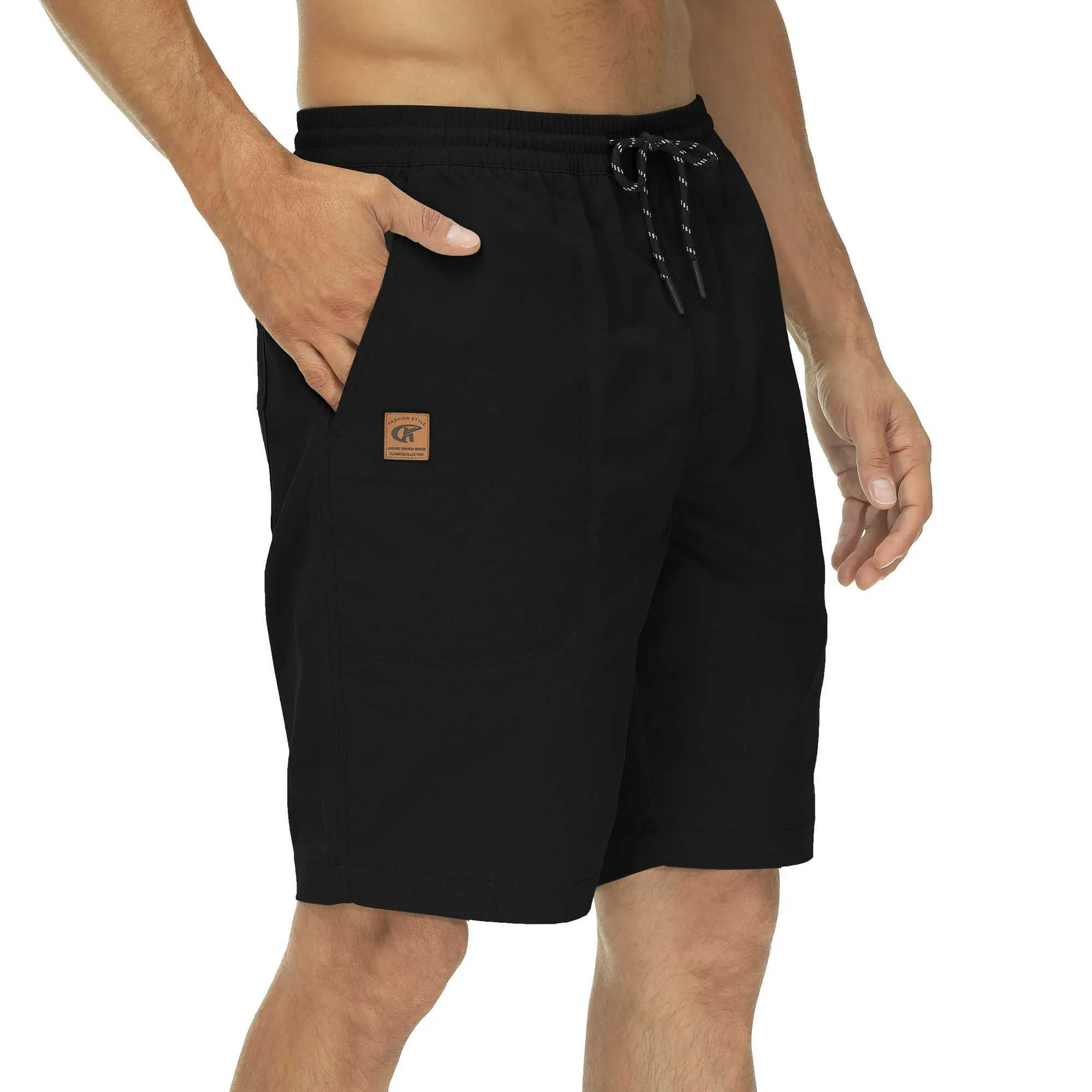 Mäns shorts Sommarmens Casual Shorts Fashionable DrawString Shorts Kne Längd Mens Elastic Midje Sport Shorts Street Clothing J240409