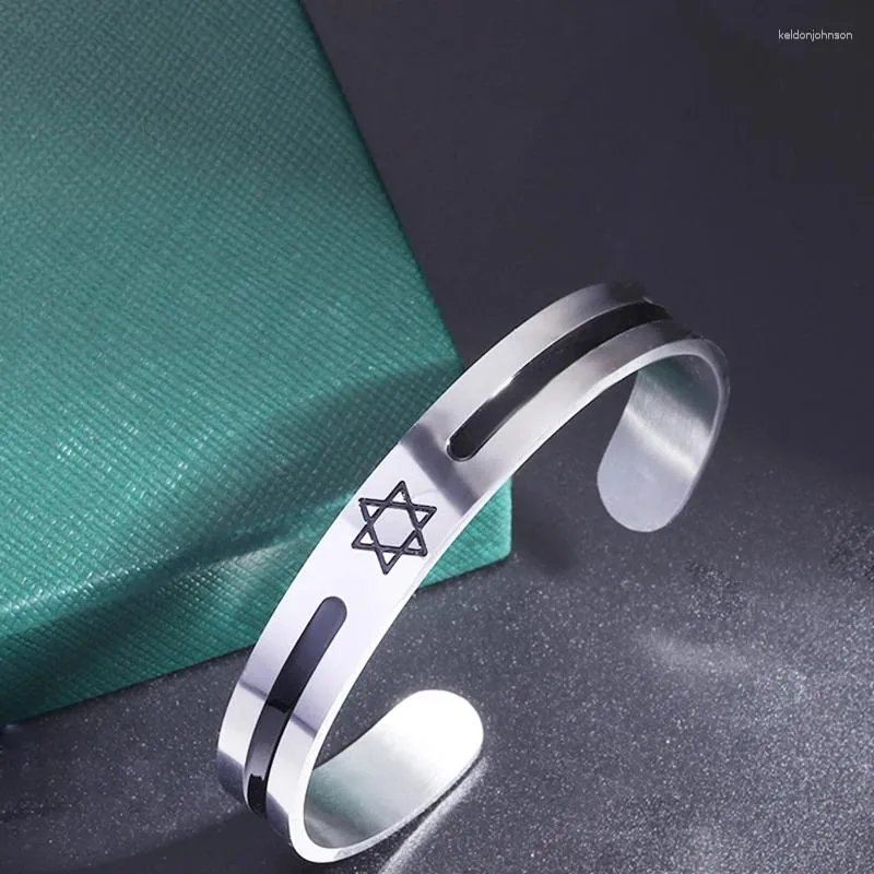 Bangle Israeli Star of David Símbolo Símbolo Anterior Pulveração Jóia Judaica Homem Maninho Homxagrama Jóias Religiosas