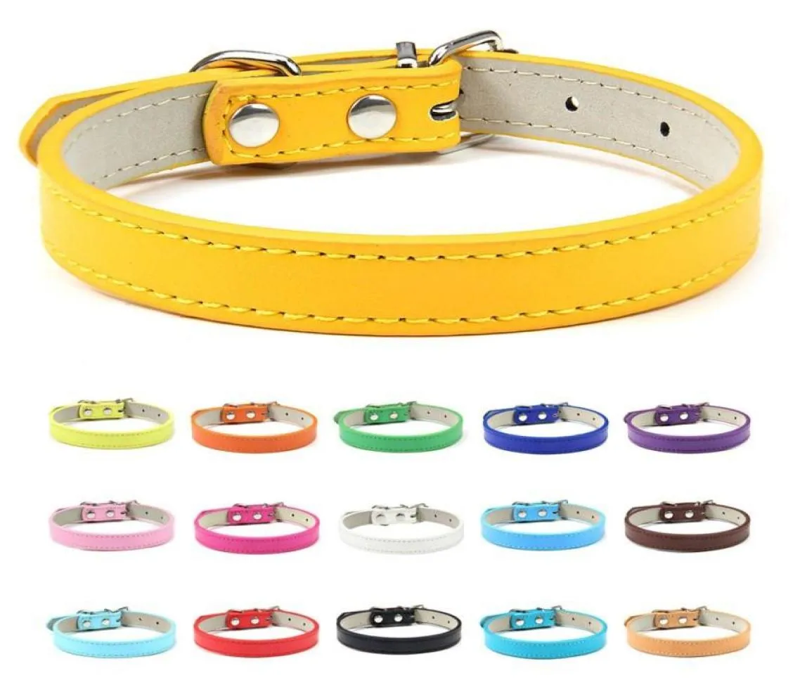 1PC Popular Adjustable Colorful Pet Collars Kitten Cat Collar PU Leather Neck Strap Safe for Dogs Soft Pet Supplies2652364