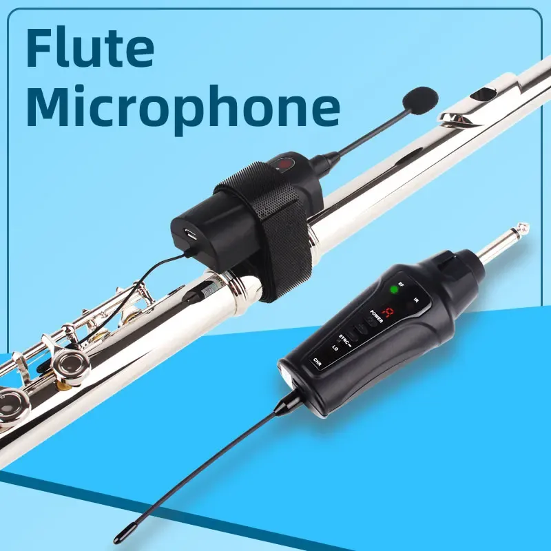 Microphones DT5 FLUTE Microphone Instrument UHF Mic de fil Microosendeck Récepteur de ramassage et système d'émetteur pour flûte