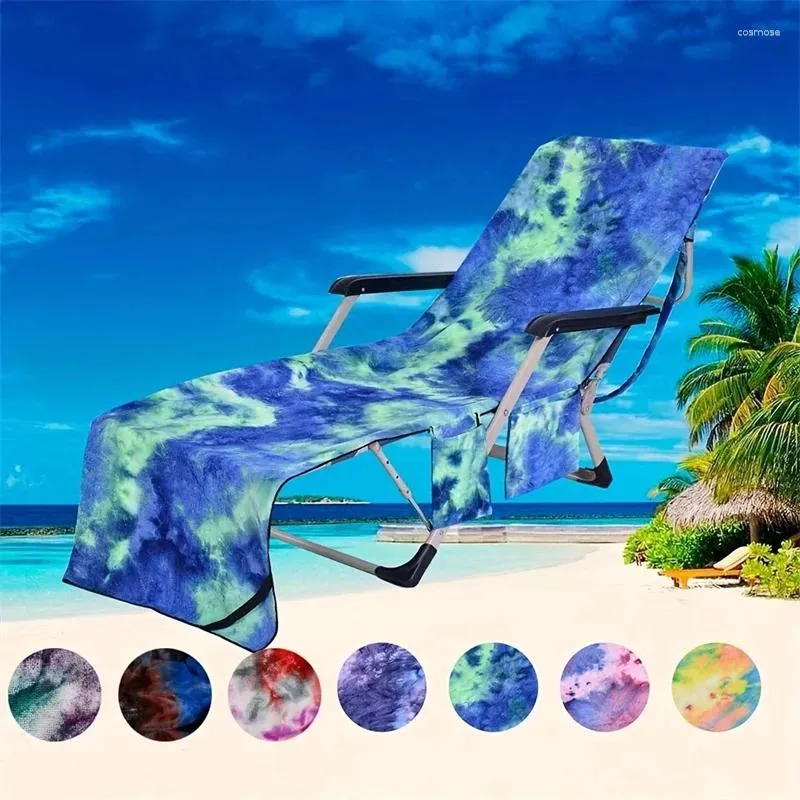 Chair Covers Summer Beach Cover Tie-dyed Microfiber Towel Sun Lounger Holiday Garden Swimming Pool Chairs With Pockets Carry Bag