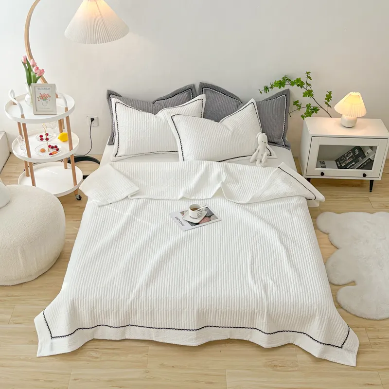 Bubblargarnfilt för sängen enstaka/queen size -sängöverdrag för sommaren vanlig spets täcke/tröstare för soffa (kuddebehovsbehov)