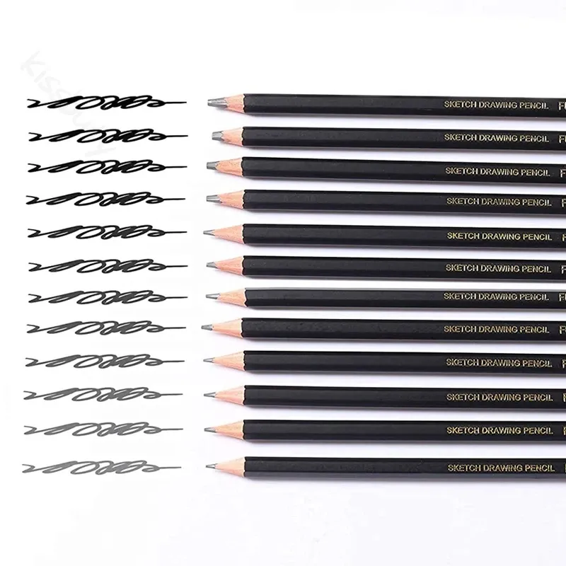 Ensemble de crayons d'esquisse de dessin professionnel, 12 pièces crayons d'art crayons graphite crayons d'ombrage pour les débutants artistes professionnels