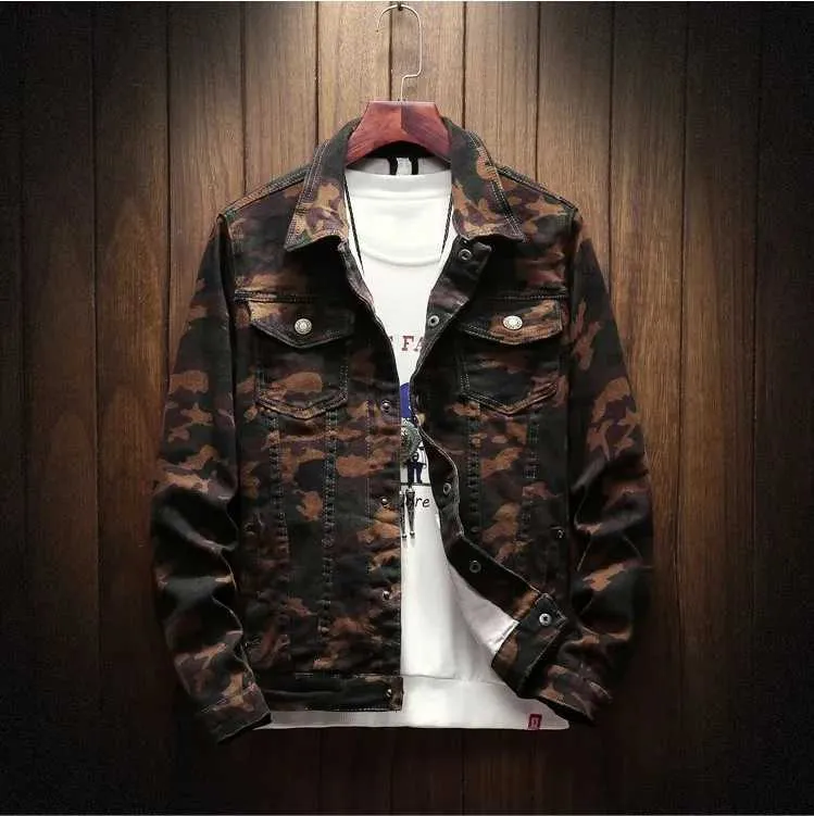 Brand Mens Camouflage Denim Jackets Men