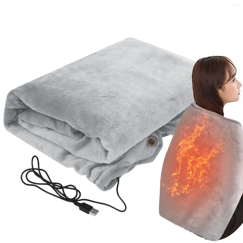 Blankets USB Electric Blanket Heated Shawl Throws Machine Washable Cozy Soft Flannel 5V/2A Safety For Car Travel