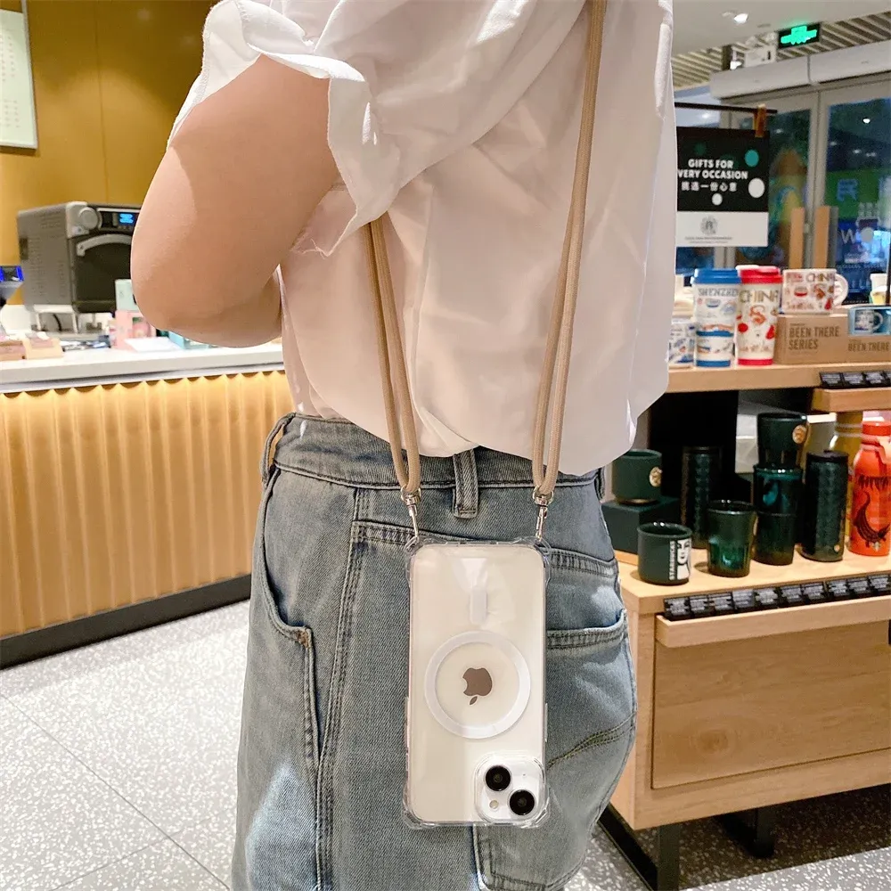 Transparent Crossbody Strap Cord Phone Cases for iPhone 11, 12, 13
