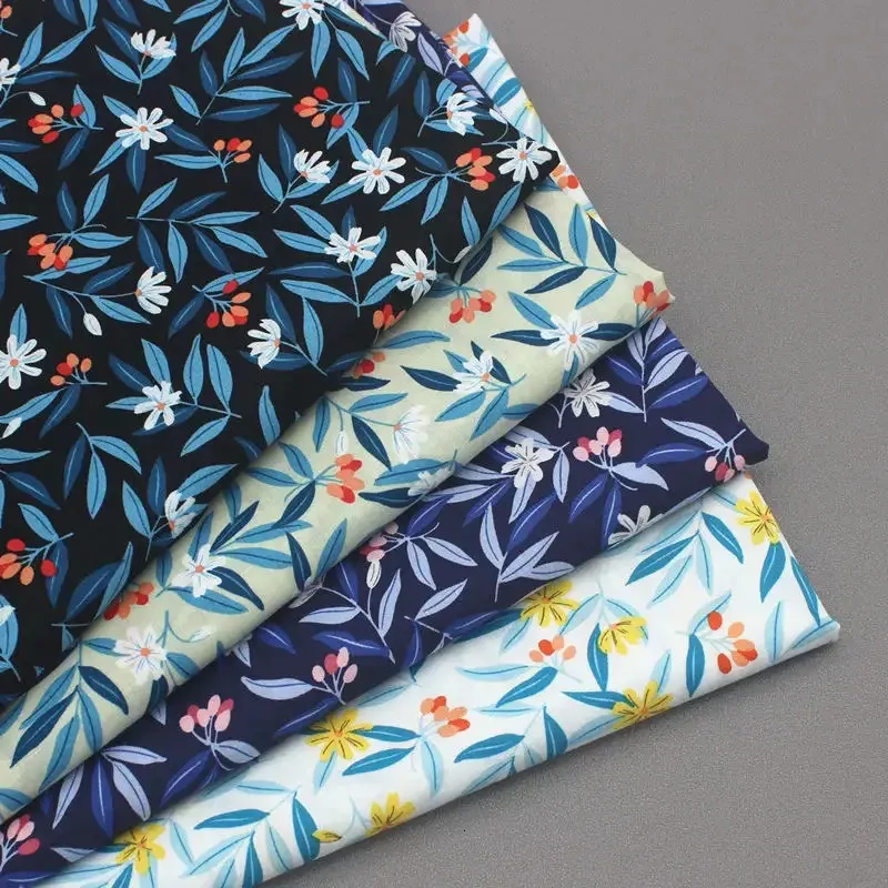 150*145cm葉のプリントポップリン花布40カウントプレーンコットンファブリックドレスDiy Sewing Material Cloth 240327