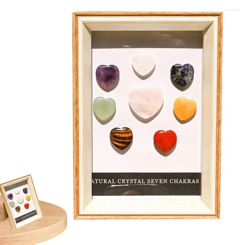 Ramar Crystal Collection Box Display Storage Case Holder with 8 Heart Shaped Crystals Rock Stone