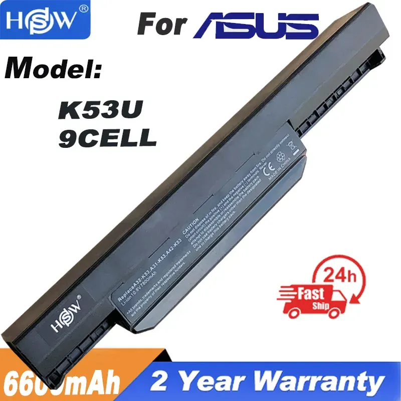 Batterier 6600mAh Laptop Battery Pack A32K53 A41K53 för ASUS A53S K53 K53E X54C X53S X53 K53S K53SD K53SV K53T K53U X53E X54H