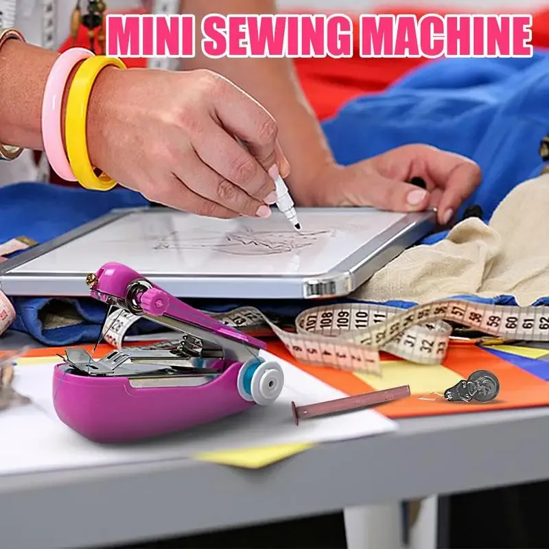 Mini Sewing Machine Mini Portable Symaskin Kit Värmebeständig bärbar sömnadsenhet för resor nybörjare kläder