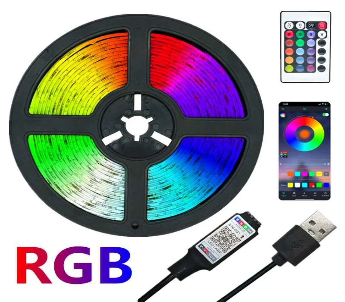 Полосы светодиодные стриптизму Rgb 2835 Color Bluetooth USB Гибкая лампа лента диод DC5V ТВ.