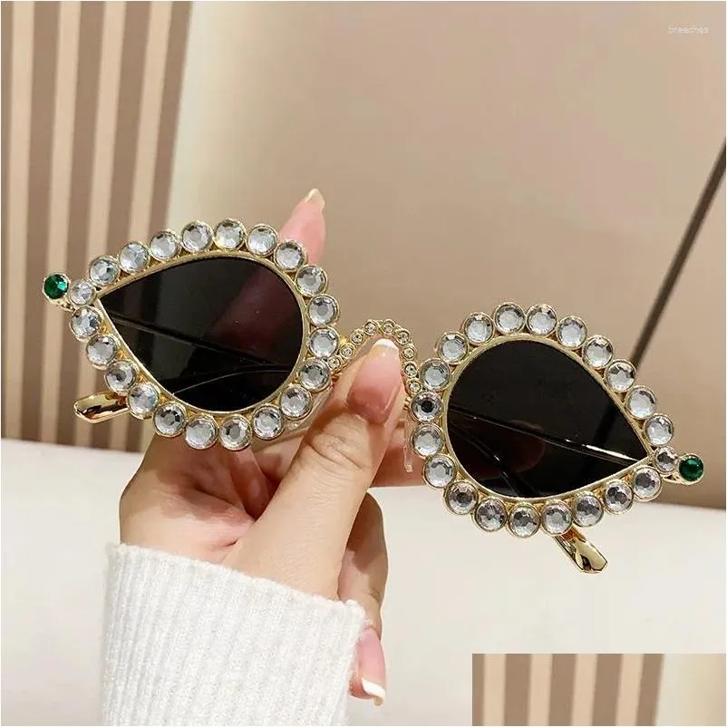 Solglasögon Y2K Diamond för kvinnor Bling Peacock Eyewear Designer Ladies Gafas de Sol Drop Delivery DHT8E