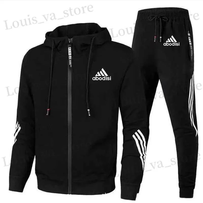 Men's Tracksuits Y2K Mens Hoodie+Pants Autumn/Winter Sweater Clothing Sports Shirt Sports Pants Trendy Jacket Zipper Shirt Pants Korea T240409