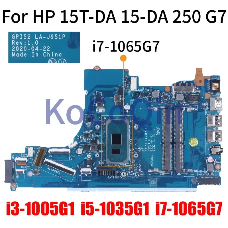 Moderkort LAJ951P för HP 15TDA 15DA 250 G7 Notebook Mainboard M17756601 M17755601 GPI52 LAJ951P I3 I5 I710 GEN LAPTOP MODERBOAR