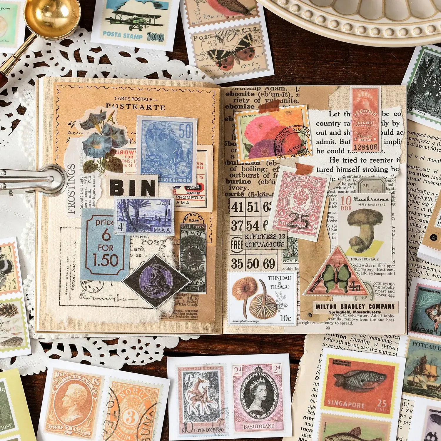 Journamm Washi Paper Scrapbook Stickers 1.57 × 2.36 in Mini Book Decor ...