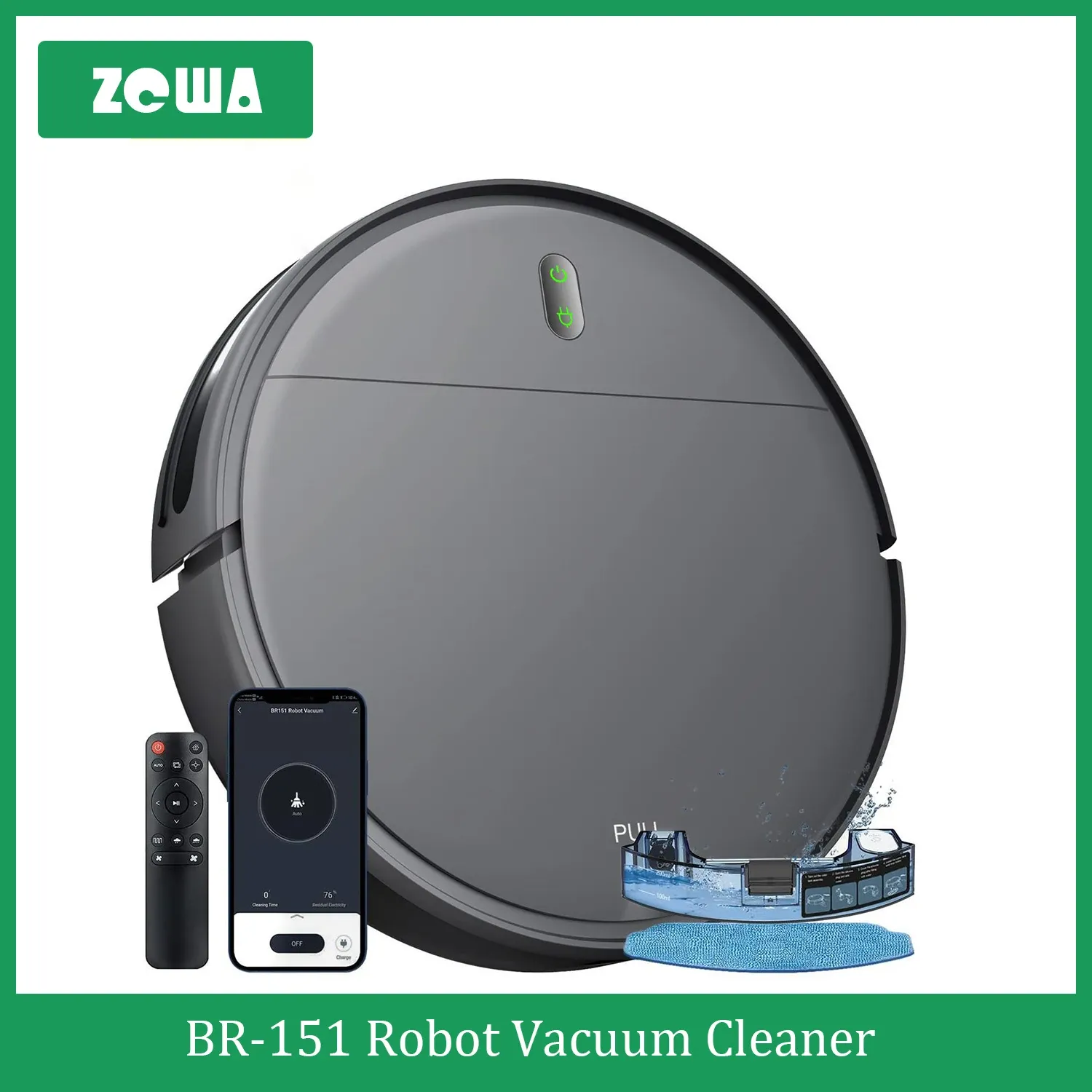 ZCWA BR151 Robot A aspirador de limpeza automática Carregamento automático 6000pa App Control Water Tank Wet Robot Vacuum Cleaner Sweeper
