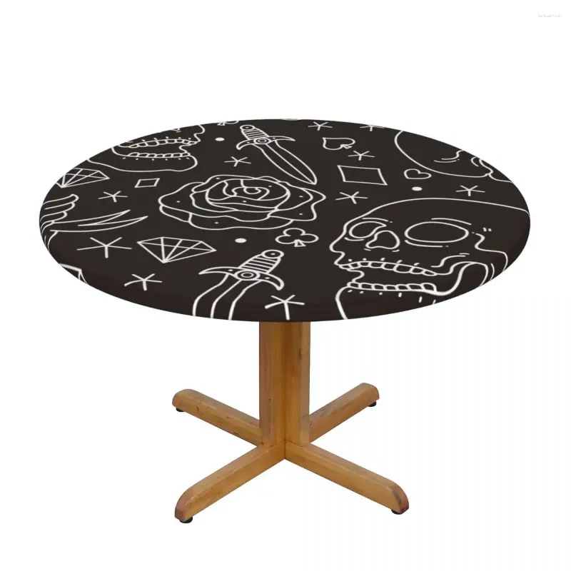 Tkanina stołowa nowoczesna okrągła okładka stretch obrusy stare szkolne tatuaże domowe dekoracyjne