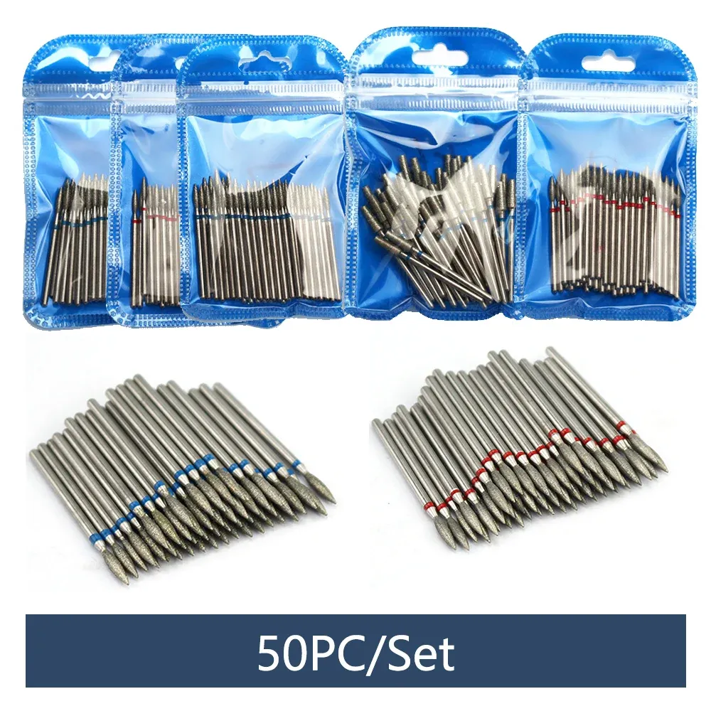 BITS 50PC/Set per perforazione per unghie bit taglierina per fresatura per diamanti per gel di chicchi elettrici manicure Rimuovere gli accessori per apparecchiature per unghie Burr