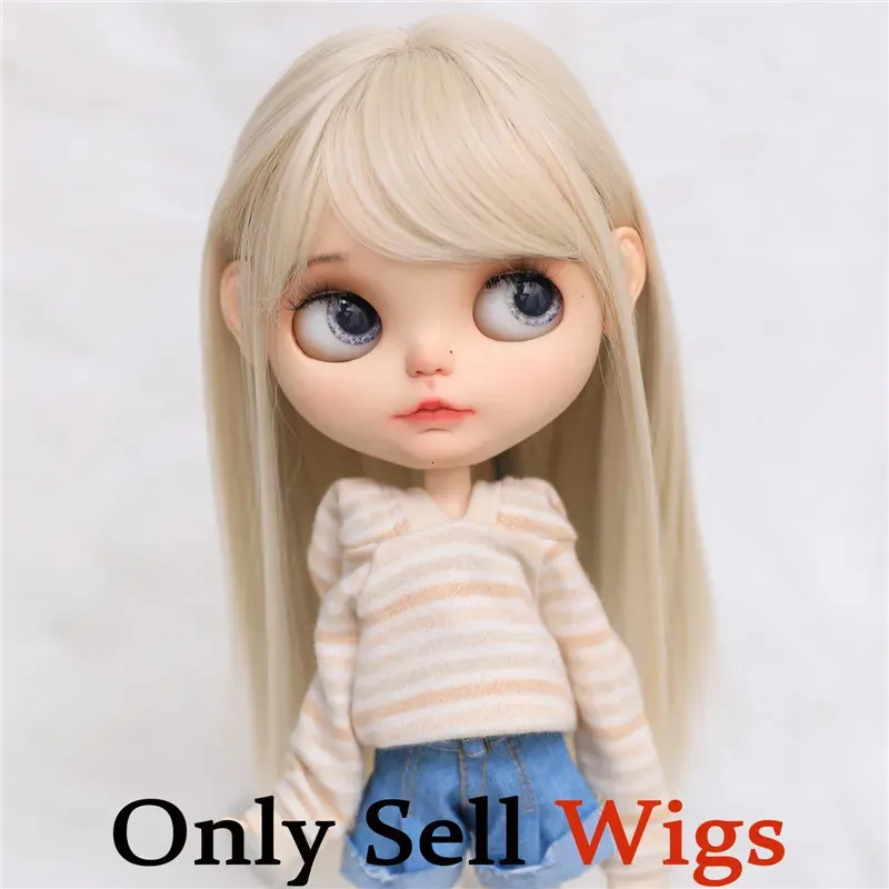 9-10 pouces Blyth Wig Long Light Blonde Hair raide 0809 240329