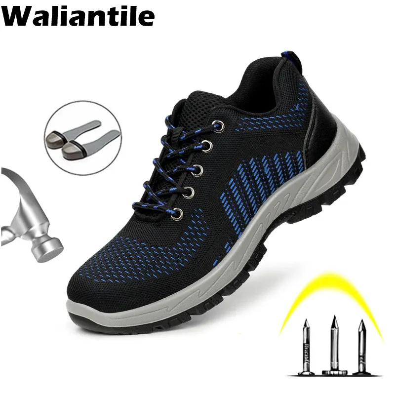 Boots Waliantile Isolation Safety Chaussures Boots for Men Antismashing Steel Toe Toe Work Chaussures Indestructible Industrial Construction Chaussures