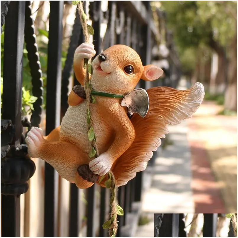 Objets décoratifs Figurines Squirrel Decoration Creative Animal Ornements Animals Windowsll Accessoires Artisanat escalade Statut Dhlko