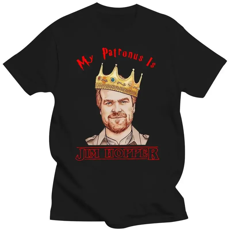 Stranger Tee Things My Patronus est Jim Hopper T-shirt noir Coton Men S6xl Tshirt régulier pour drôle Tshir 240409