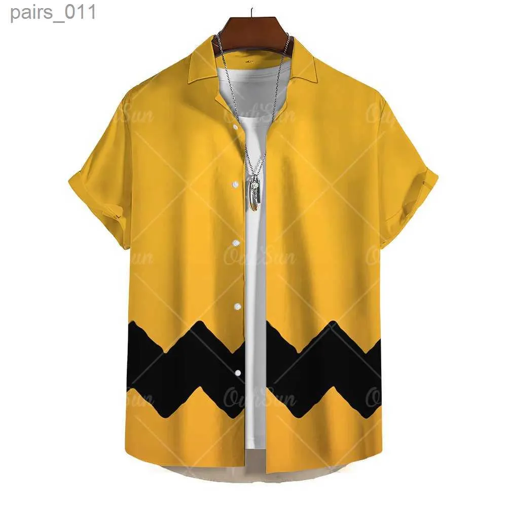 Mäns casual skjortor mode gul överdimensionerad hawaiian herr sociala skjorta kamisor casuais sommarkläder 3d tryckt kortärmad topp yq240409