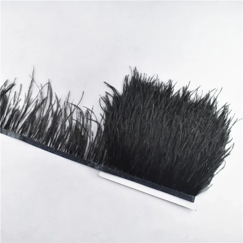 1yards de penas de avestruz preto fofas GRAVAS BANDA LATERAL 10-15cm Largura adequada para saias/vestidos/vestuário artesanato DIY PLUMAS