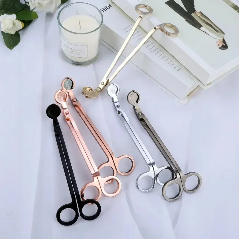 2024 Candle Wick Trimmer roestvrijstalen kaarsenschaarschaar trim lick cutter snuffer round head 18 cm zwart rose goud zilver rood brons 1.