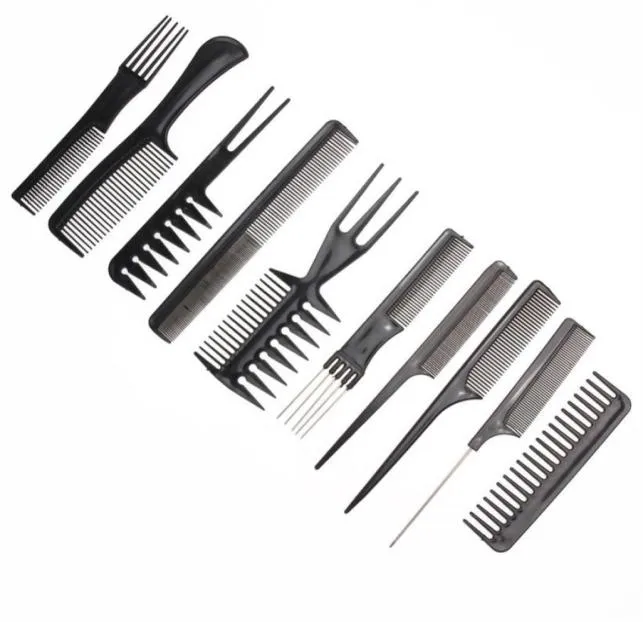 10pcs set profesyonel saç fırçası tarak salonu berber antistatik saç tarakları saç fırçası kuaför kapaklar saç bakımı şekillendirme araçları2656024762