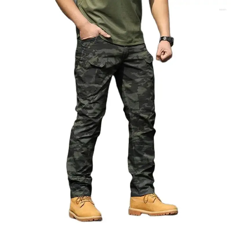Pantalon masculin cargo de mode de mode militaire safari tactique travail long pantalon multi-poche de randonnée sportive extérieur