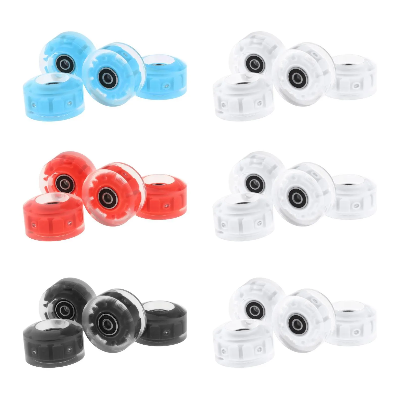 4x LED Quad Roller Skate Wheels Light Up w/ Bearings for Double Row Skating