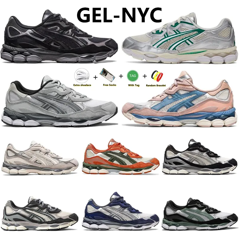 Żel NYC Designer Buty do biegania owsianki beton granatowy stal obsydian szary krem ​​biały czarny bluszczowy żel-nyc maraton na zewnątrz trenerzy joggingowe trampki chodzące