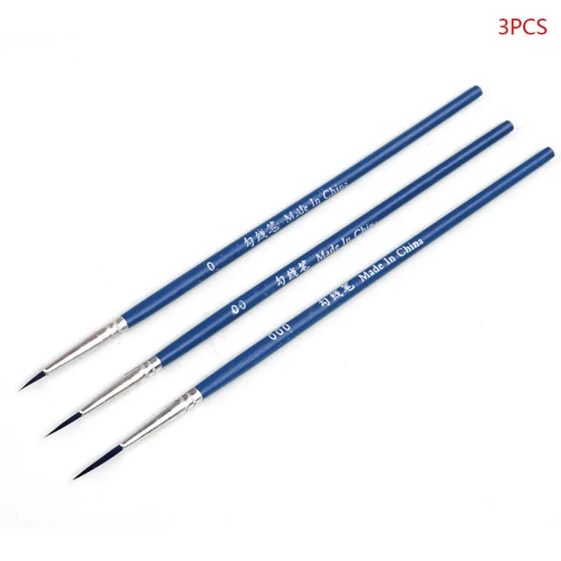 3pcs 0 00 000 Hook Line Pen Professional Fine Tip Drawing Brosses pour l'acrylique