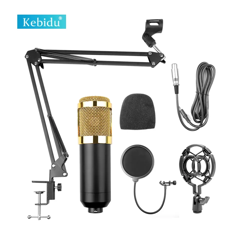 Microphones Kidu Professional BM800 Karaoke Condenser Microphone Anchor Computer Recording Support Stor membran Live Broadcast Mic Set