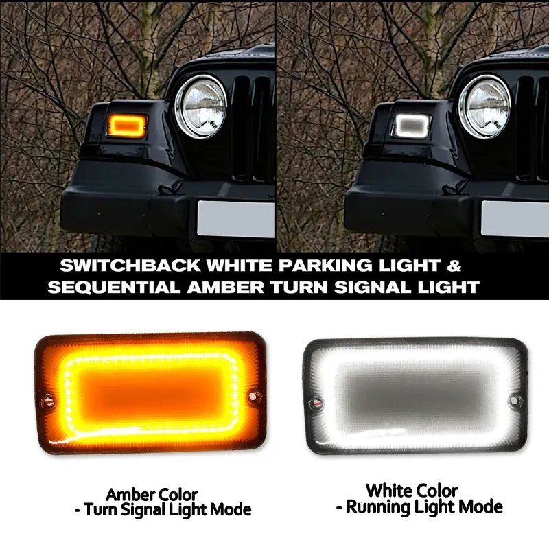 4PCS Auto LED Fender zijmarkering Lichten Bumper Geel Amber Turn Signal Lamps Kit voor 1997-2006 Wrangler TJ 55155629AC 55155628ACAC