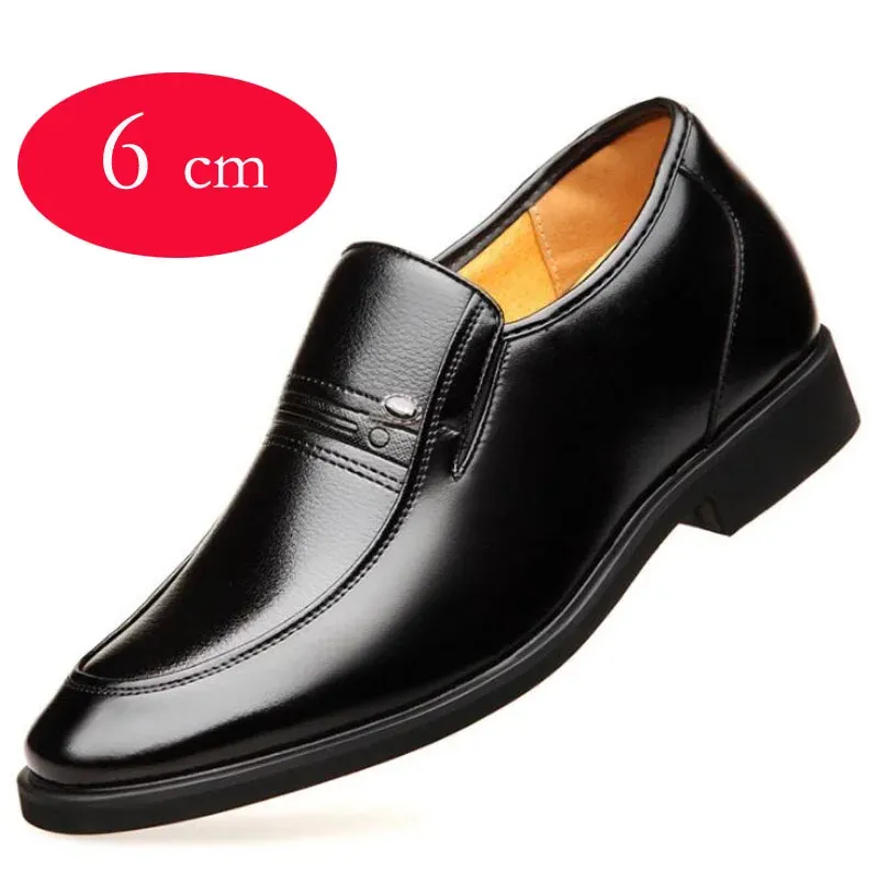 Stivali aumentati da 6 cm Scarpe formali di scarpe formali del tallone nascosto Oxfords per maschi alto abbigliamento da maschio in pelle calzature