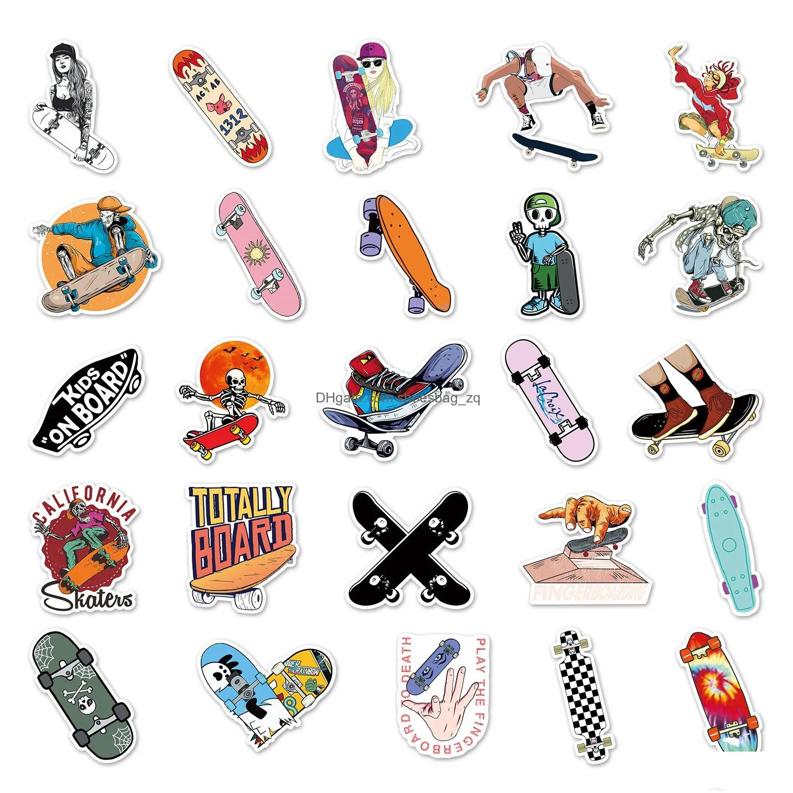Bambini Adesivi per giocattoli 50pcs cool skl skateboard skate iti per fai -da -te laptop per laptop drop drop regi regali novità gag dhbwc