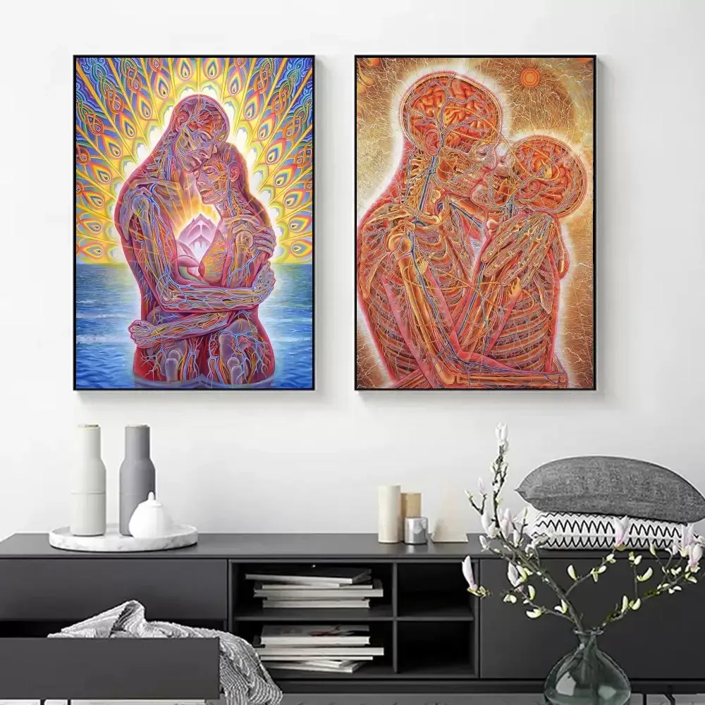 1 pk Alex Gray Trippy Psychedelic Abstrac Poster Paper Print Home Slaapkamer Invoerbar Café Art Painting Decoratie