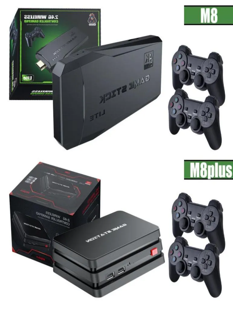 M8 Plus e Consoles de videogame 24G Controlador sem fio 10000 Game 64 GB Retro Console portátil com jogos sem fio Stick8527518