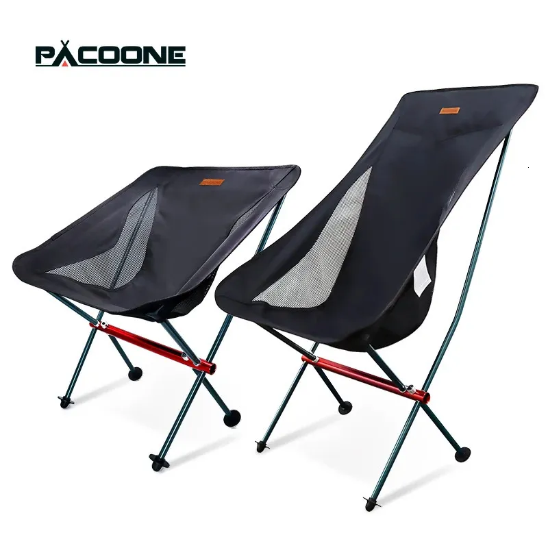 Pacoone Travel Ultralight Składane krzesło Odpadkowe Przenośne krzesło księżyca na zewnątrz kemping krzesło rybackie plażowanie piesze fotela piknikowe 240329