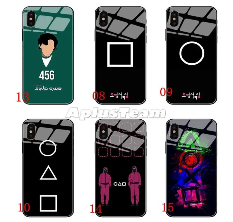 Case Squid Game Phone Case Glass Cover for iPhone 13 12 11 Pro Max XR XS Samsung Huawei New5049179