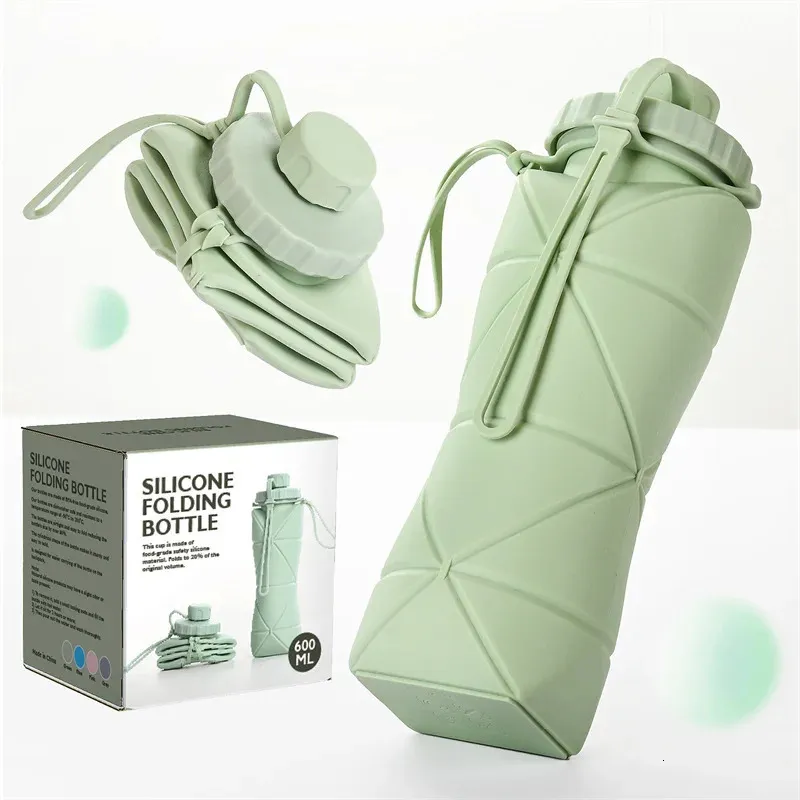 Foldbar vattenflaska Portable Silicone Cup för utomhusresor Högtemperaturbeständig matkvalitet Stor kapacitet 240409