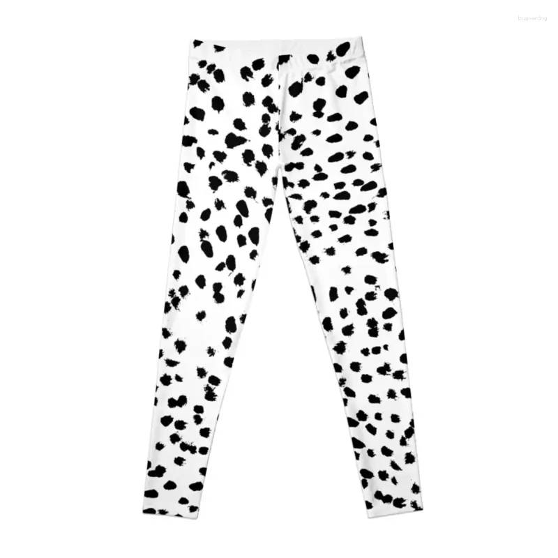 Active Pants Nadia - Svartvitt djurtryck dalmatiska fläckfläckar prickar bw leggings kvinnors kvinnor