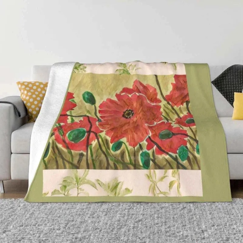 Dekens Dancing Poppies Aquarel Grafische print Nieuwheid Mode Zacht Warm deken Oranje Bloemen Bloemen schilderij